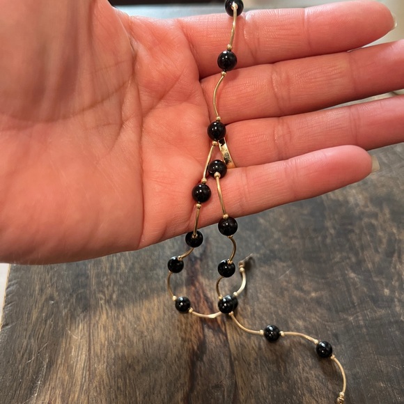 14K Gold Onyx w/ Onyx Bead Necklace (14g)16” - Picture 7 of 11